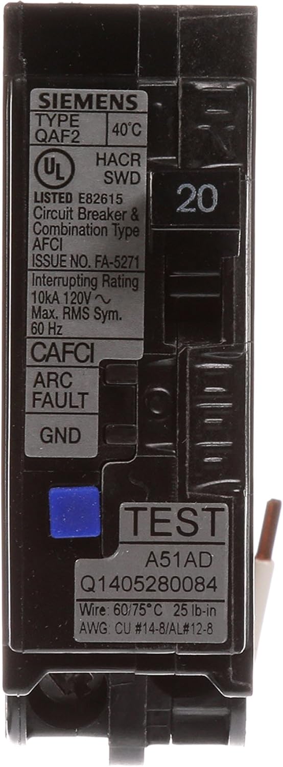 Siemens QA120AFC 20-Amp Single Pole 120-volt Plug-On Combination AFCI Breaker - - 