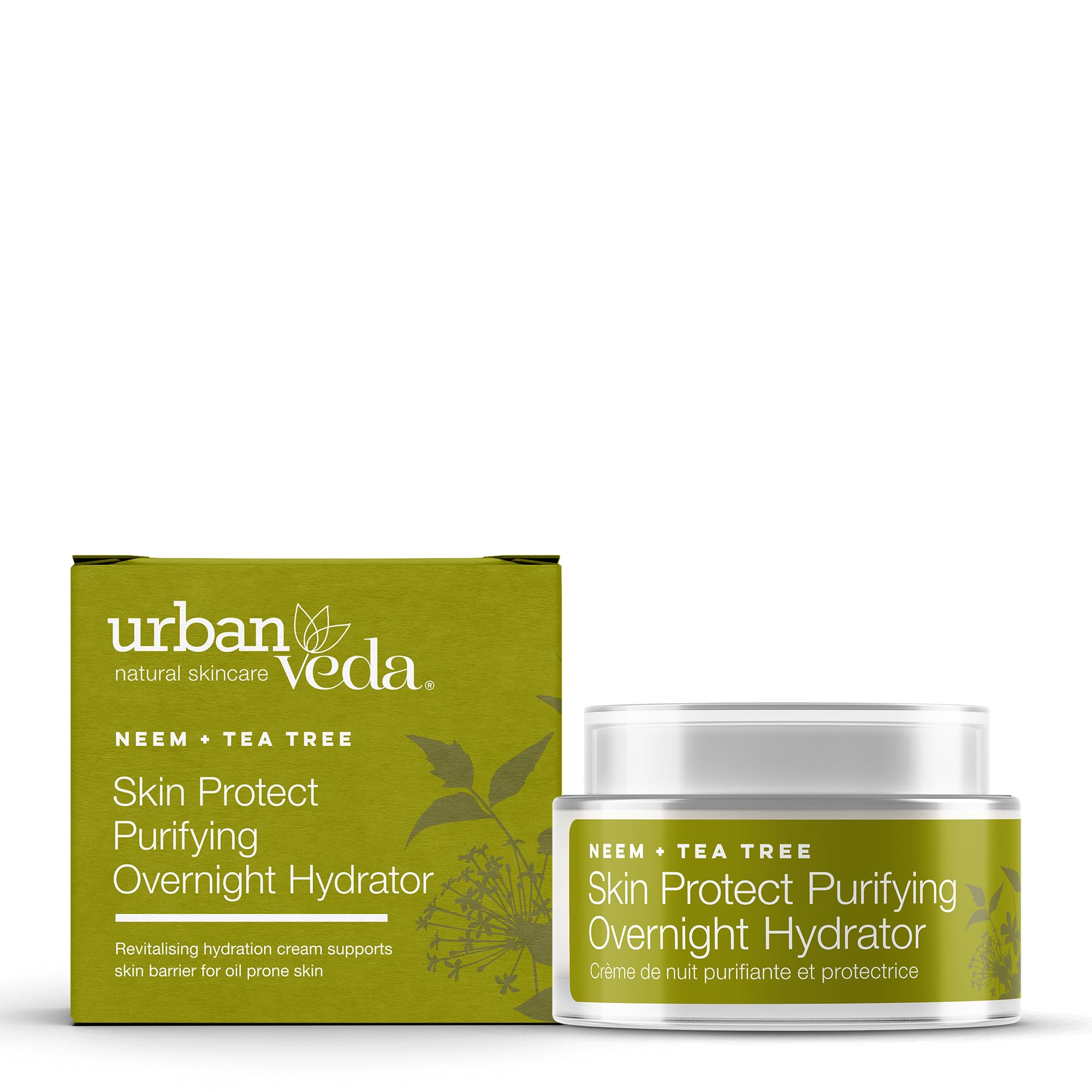 Urban Veda Skin Protect Purifying Overnight Hydrator | Night Cream | Antibacterial Active Neem & Tea Tree | Face Care | For Oily & Congested Skin | Face moisturiser | Collagen Cream | Vegan | 50 ml