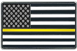 LEO Challenge Coins EL8-015 Thin Gold Line Flag Pin 911 Dispatcher Emergency Yellow