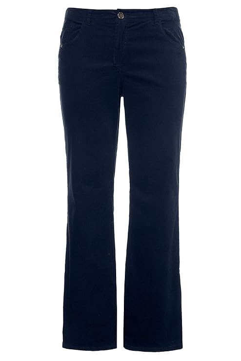 Ulla Popken Damen große Größen | Bootcut-Cordhose | Feincord | 5-Pocket | ausgestellter Saum | bis Größe 64 | 713794