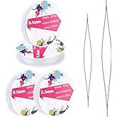 UOOU 0.5mm/4 Rolls Bracelet String, Elastic String for Bracelets, 60m Clear Beading Thread with Bead Needles Stretch Cord for Jewelry Making Supplies