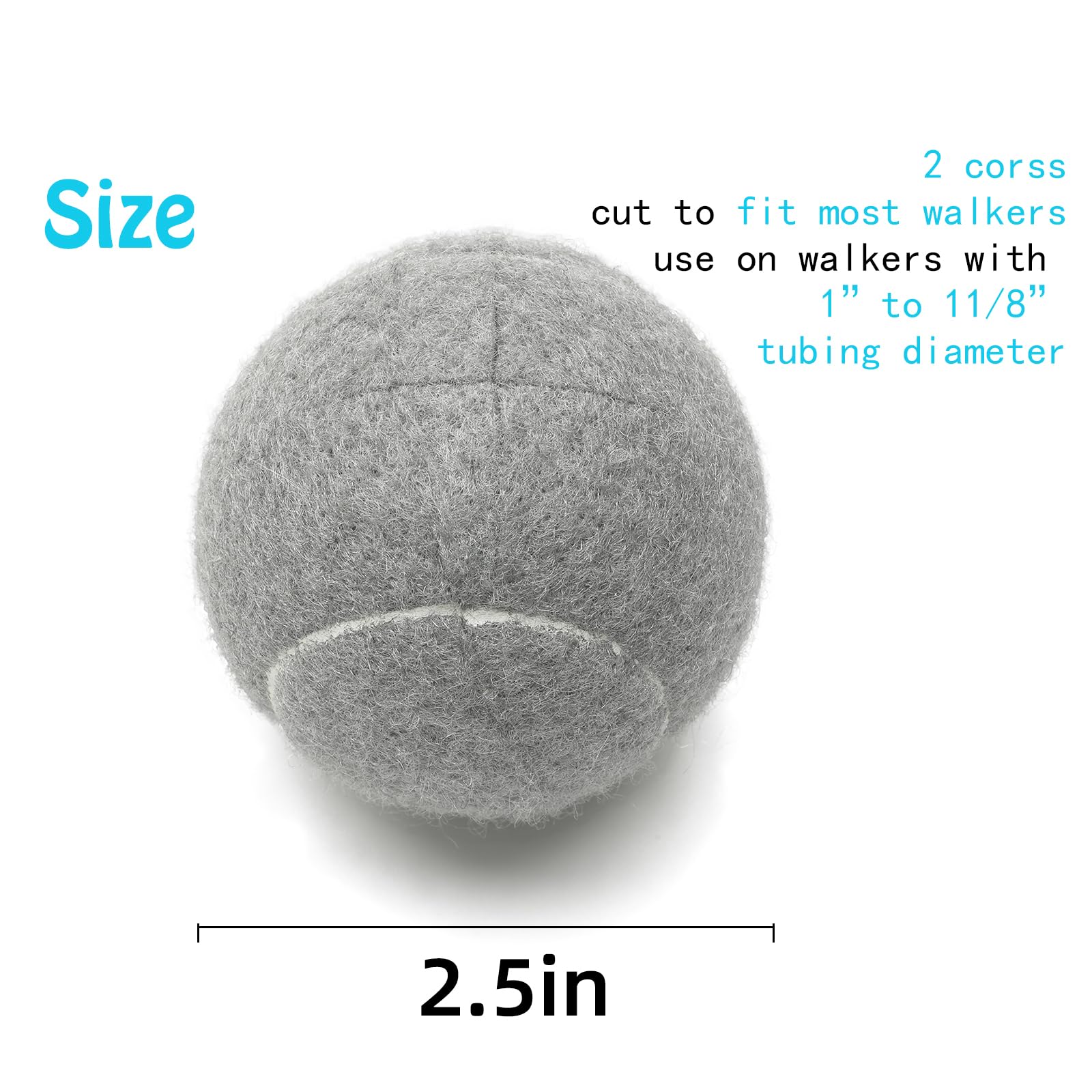 Precut Tennis Balls for Walkers 4 PCS Walker Tennis Ball for Furniture Legs and Floor Protection Heavy Duty Long Lasting Felt Pad Glide,Fit Most Walkers (Gray)
