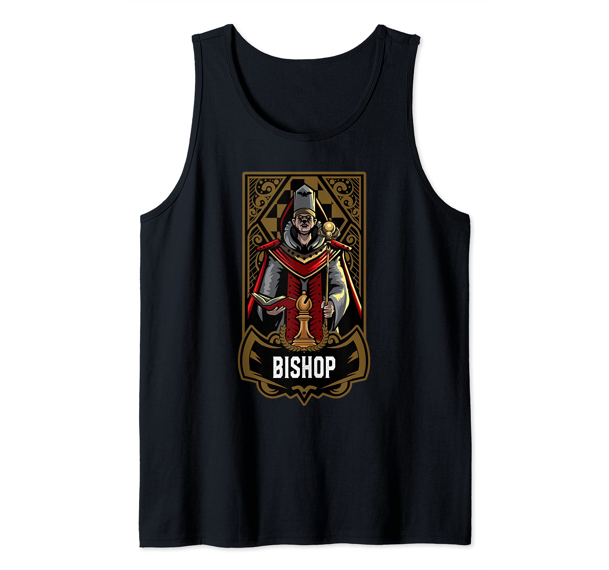 Bishop Chess Game Piece Chess Club Players Gambit Red Team Tank Top
