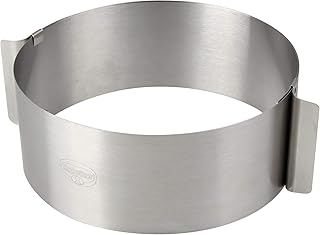 Dr. Oetker Tortenring Ø16- Ø30cm, flexibel verstellbar, perfekt geeignet für Schichttorten, mit zwei Griffen zum Ziehen, (Farbe: silber), Menge: 1 Stück