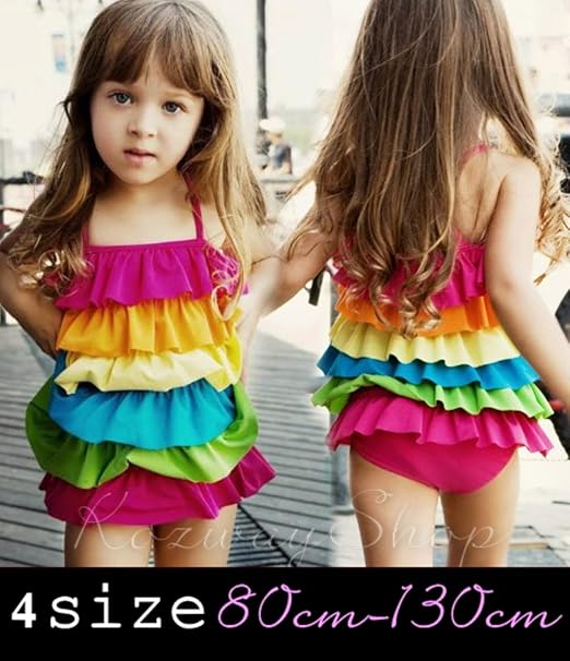 Amazon Upwing 女児水着 レインボー 子供 水着 虹 かわいい