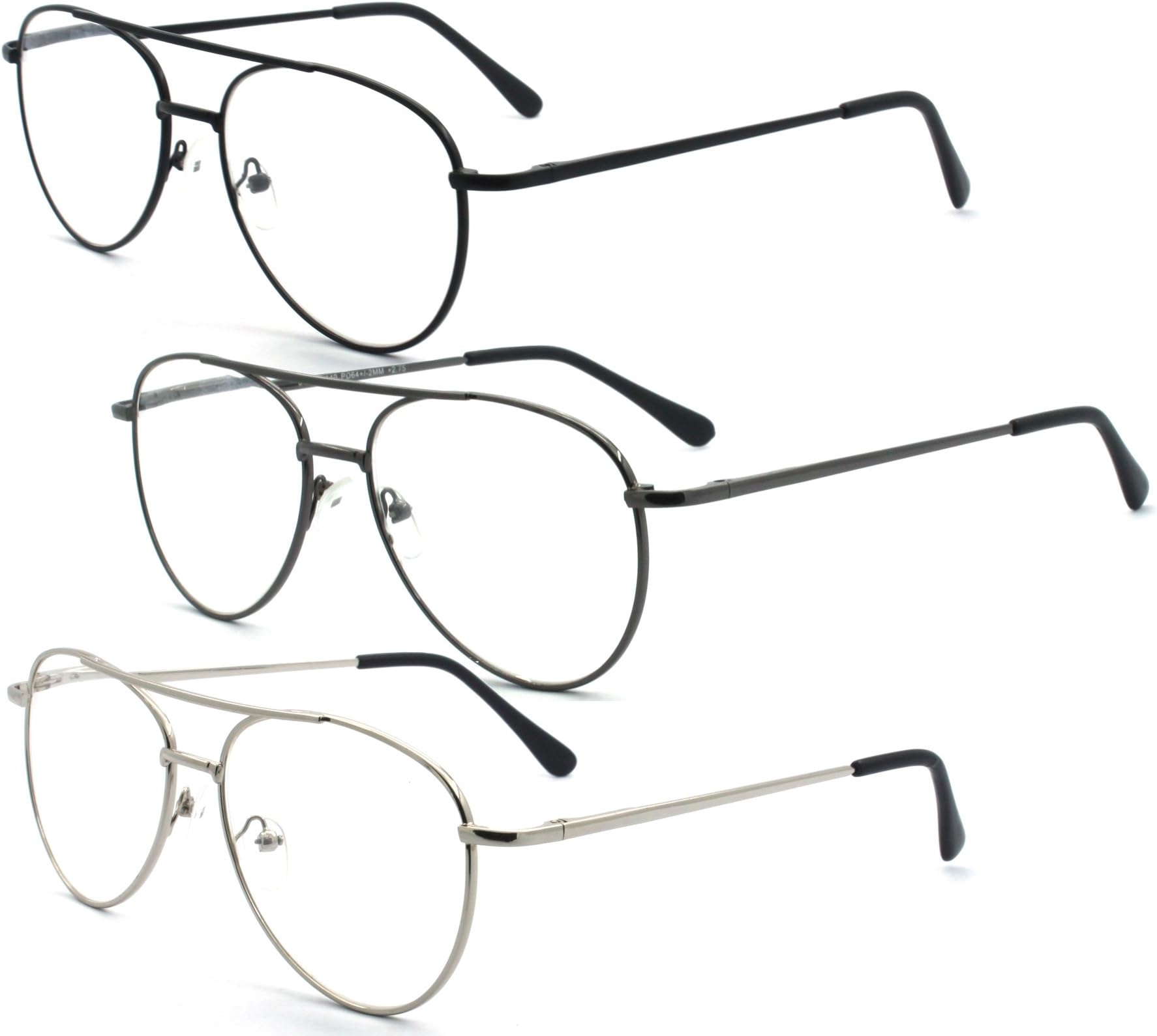 EYE ZOOM Metal Frame Aviator Style Reading Glasses with Spring Hinge for Men and Women
