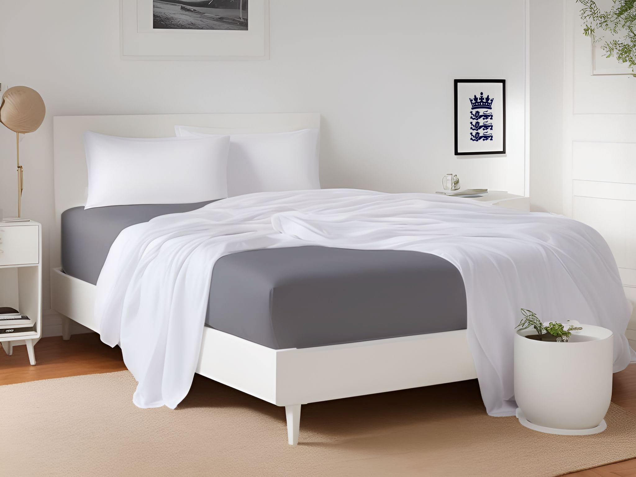 LivinEase Brushed Microfiber Charcoal King Size Fitted Sheets - Premium Quality 100 GSM Soft, Comfortable, and Durable - Deep 30 cm Pockets - Easy Care & Hypoallergenic (150 x 200 + 30 cm) — image 1