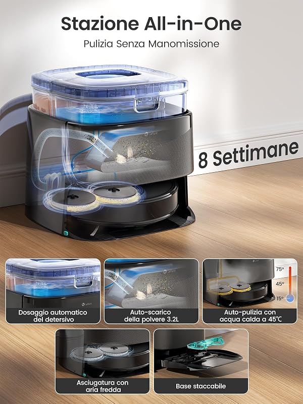 M3 Max Robot Aspirapolvere Lavapavimenti con Mappatura 20.000Pa — foto 2 di 8
