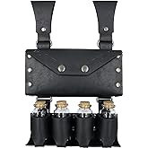 HiiFeuer Medieval Alchemy Faux Leather Belt Bag with 4 Cork Potion Vials, Fantasy Wizard Waist Pouch Side Pack for Ren Faire (Black A)