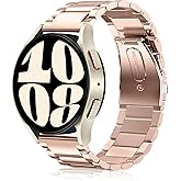 Fintie Band Compatible with Samsung Galaxy Watch 7/6/5/4 40mm 44mm, FE 40mm, 6/4 Classic 47mm 43mm/42mm 46mm, 5 Pro 45mm, 20mm Stainless Steel Metal Bands Replacement Bracelet Strap - Rose Gold