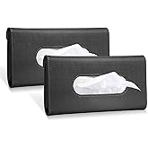 VTECHOLOGY 2Pcs Car Tissue Holder, Sun Visor Mask Holder, Car Visor Tissue Case Mask Dispenser, PU Leather Backseat Tissue Ca