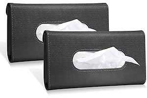 VTECHOLOGY 2Pcs Car Tissue Holder, Sun Visor Mask Holder, Car Visor Tissue Case Mask Dispenser, PU Leather Backseat Tissue Ca