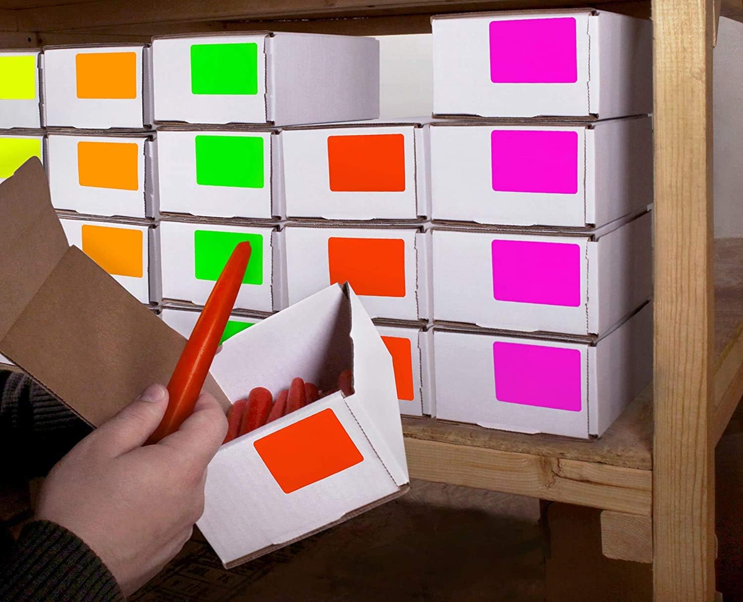 ChromaLabel 2 x 3 inch Permanent Rectangular Color-Code Inventory Labels, 5 Assorted Colors, 50 Variety Pack, Fluorescent : Office Products