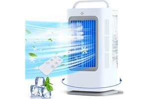 XAMATTS Portable Air Conditioners, 1700ml Evaporative Air Cooler with Remote, 120° Oscillating Mini Air Conditioner Portable with 3 Speeds & 1-7H Timer, Portable AC Unit Fan for Indoors Bedroom Office