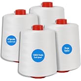 13000Y Each White Sewing Thread, Serger Thread Cones 4 Pack, 40S/2-52000Y | White All Purpose Sewing Cone Thread for Sewing,Quilting,Serger Machines,Over Lock Thread,Piecing.