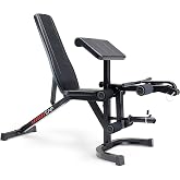 CAP Adjustable Utility Weight Bench with Preacher Pad, Arm Curl Attachment, and Leg Developer for Full Body Strength Training