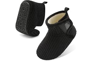 BARERUN Toddler Slippers Girls Boys House Shoes Baby Winter Booties Plush Cozy Kids House Slipper Warm Lightweight Infant Walking Shoes Socks