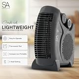 SA Products 2000W Fan Heater Portable Electric 2 Heat Cool Thermostat Black view 2