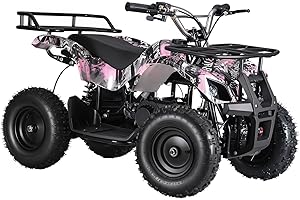 OSKOPWRC 50CC Gas ATV 4 Wheeler, 2-Stroke ATV Quad Kids Ride On Car, Dual Disc Brake, 265LBS Weight Capacity, 31/MPH Maximum Speed Pink