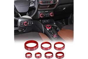 BORUIEN for 2021-2024 Ford Bronco Sport Accessories Air Conditioner AC Headlight Switch Knob 4WD Wheel Drive Trailer Gear Shift Switch Knob Cover 7PCS Red Aluminum Alloy(Don't for Bronco)