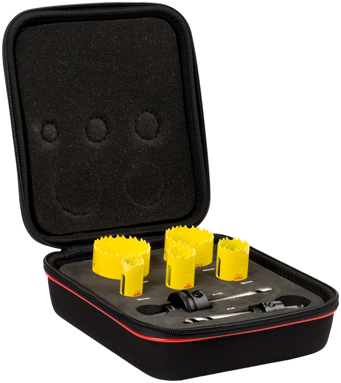 Starrett Electricians Holesaw Kit - 5 Piece Deep Cut Hole Saw Set including 2x Arbors - KDC05021, Yellow, Black, Silver