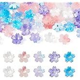 PH PandaHall Pandahall 50Pcs Resin Flower Bead Caps Flower Bead End Caps 11x4mm Floral Spacer Beads 5 Colors for DIY Earrings Necklace Jewelry Making Decoration