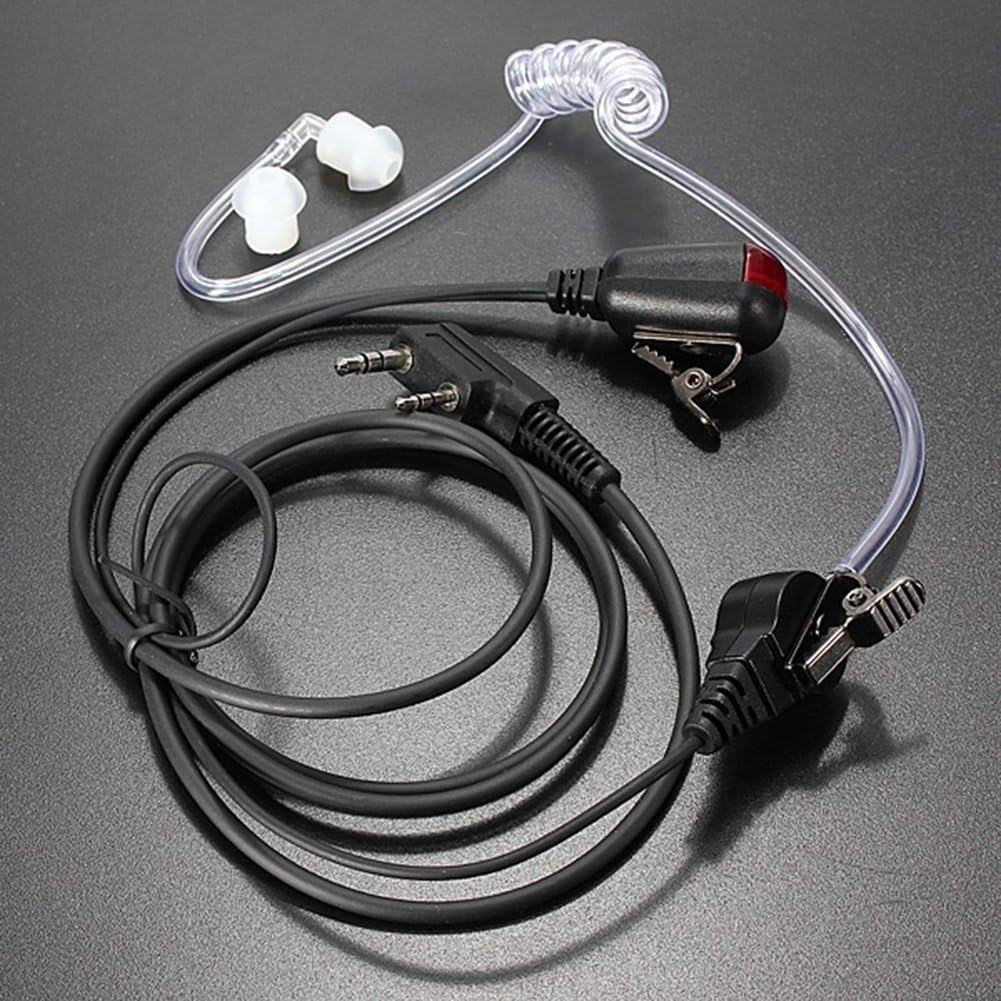 2 Pin Mini Surveillance Earpiece Headset Mic, FBI Style Air Acoustic Tube Security for Motorola Radio Walkie Talkie (Black)