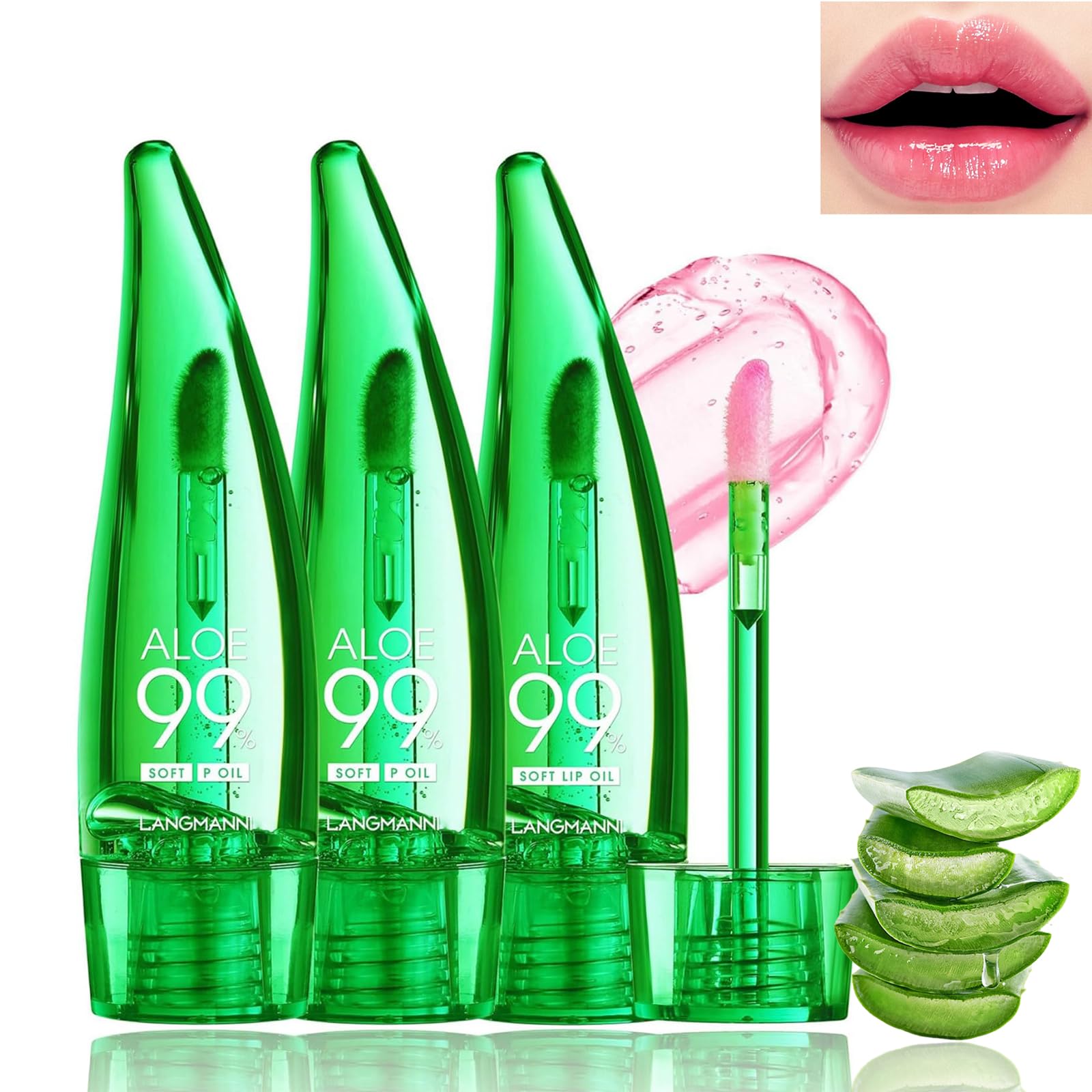 Syloripha Aloe Vera Gloss Set 3pcs Temperature Color Changing Oil, Long Lasting Nutritious Moisturizing Rich Glossy Lip Care Balm, Lightweight Texture No Greasy Product for Women