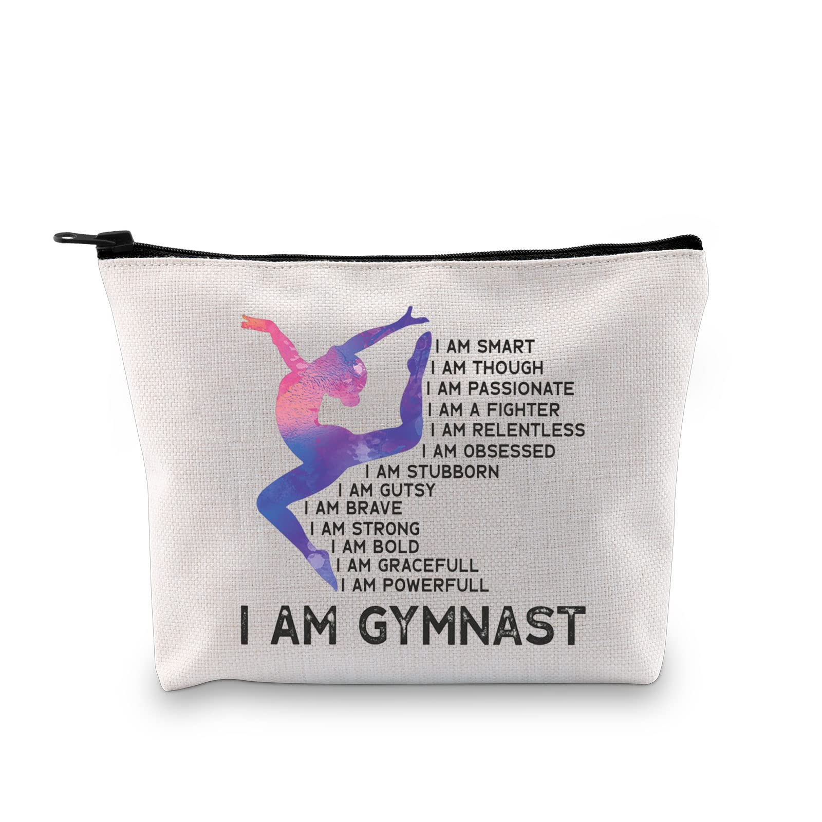 JTOUK Gymnastics Girls Cosmetic Bag Gymnastic Sport Lover Gift Gymnastics Gifts Gymnastics Accessories Travel Toiletry Pouch (I Am Gymnast Bag EU)