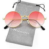 NACHLYNN Round Hippie Sunglasses Metal Border Circle Hippie Glasses UV380 Protection 70s Sunglasses for Men Women Party Favor