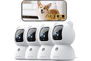 CINMOORE 2.5K Indoor Camera 4pack, Non-Subscription AI Person/Pet/Cry Detection, 4MP Pet/Dog/Cat/Baby Camera w/Phone App, Pan