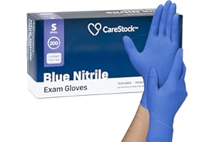 CareStock Blue Nitrile Exam Gloves [200 Count] Disposable, Powder-Free, Latex-Free, Food Safe, Medical Grade, Chemical Resistant, Small