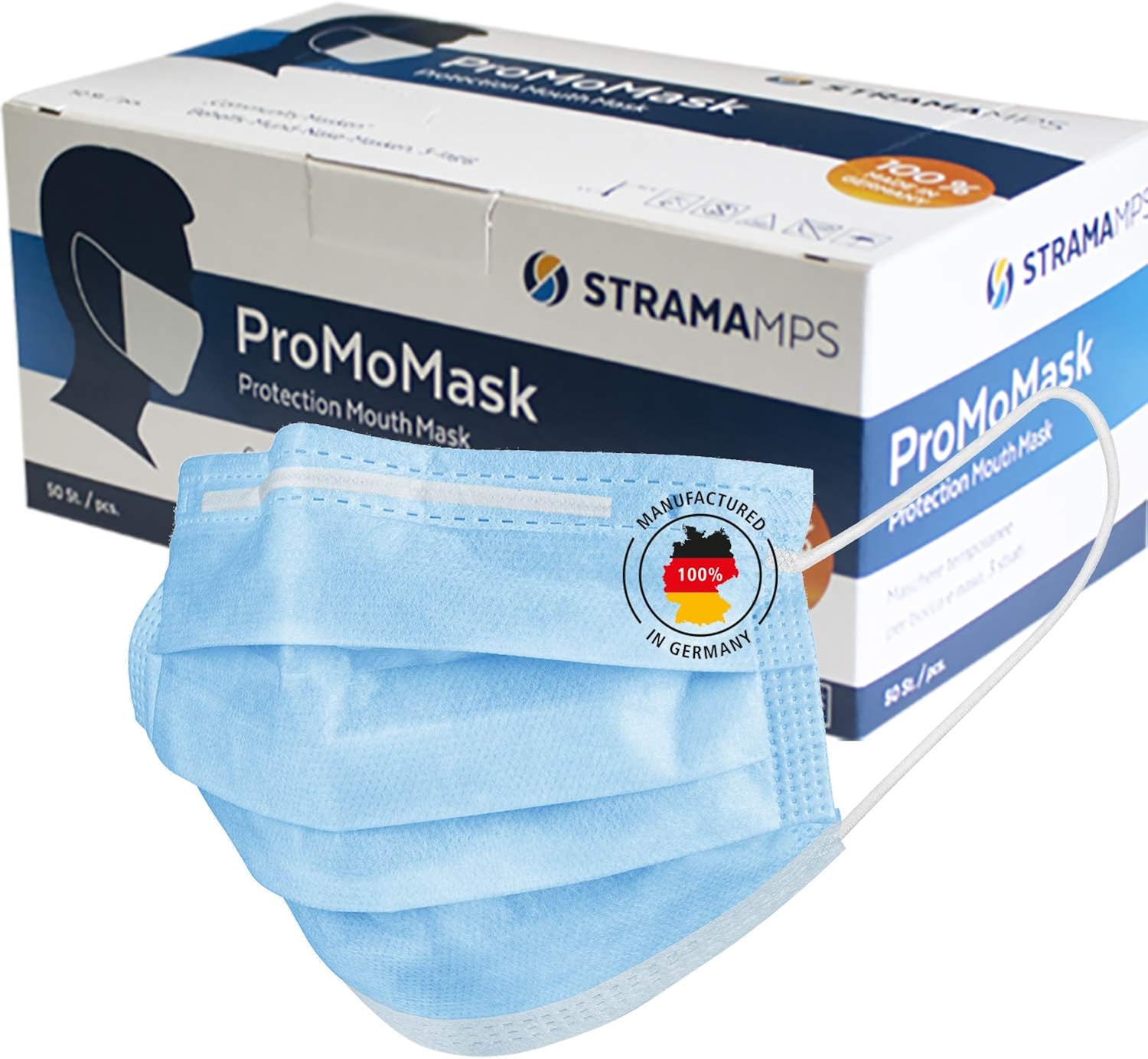 ProMoMask Pack of 50 Disposable Face Masks 3Ply PP Fleece Disposable Community Masks 100