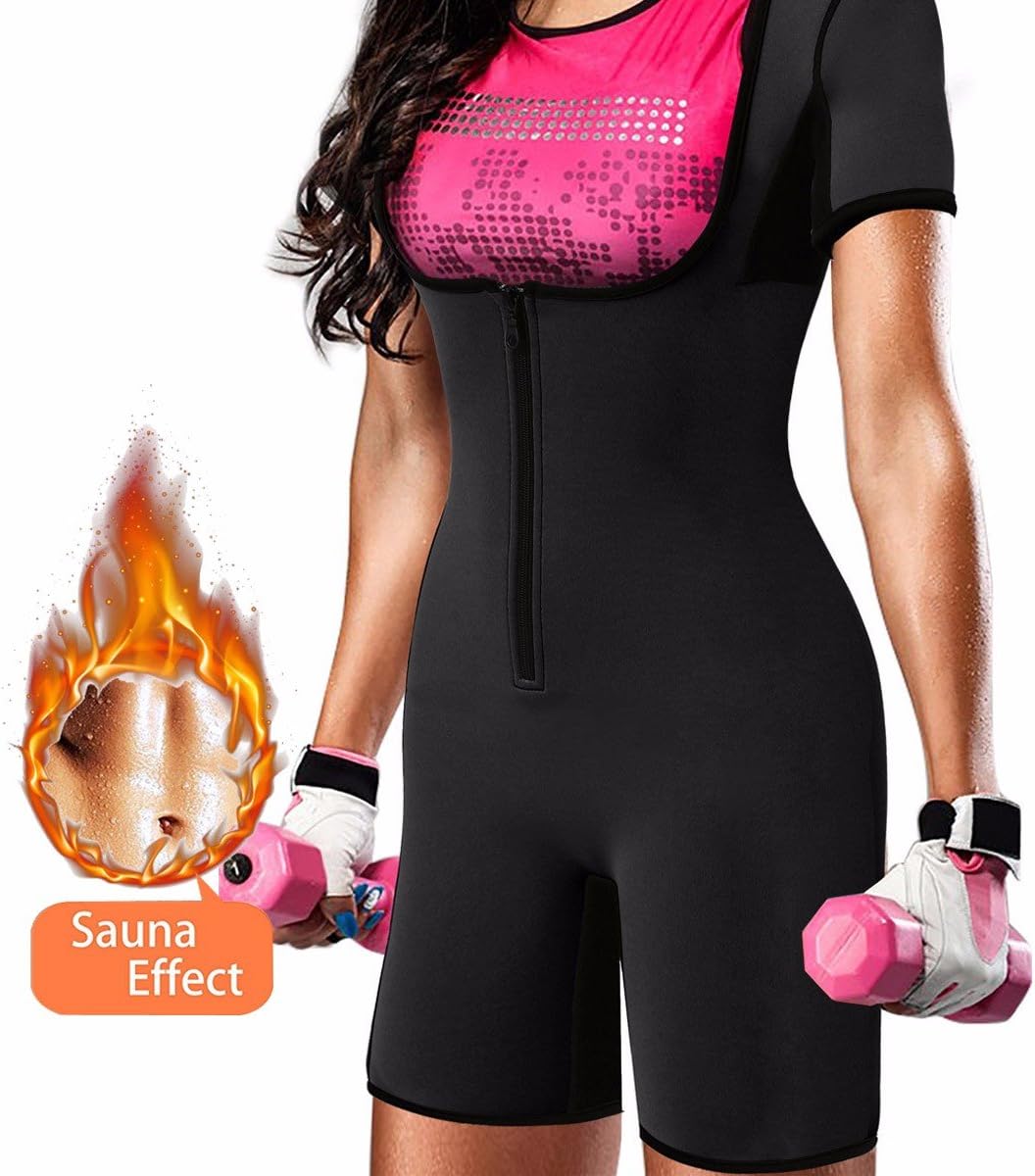 QUAFORT Full Body Shapewear Sauna Suit Neoprene Weight Loss Gym Shapers with Sleeve