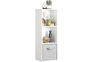 Whitmor 3 Cube Storage Organizer, 3 Tier Stackable MDF Wood Bookcase, Open Storage Display Bookshelf, Storage Cabinet for Living Room, Bedroom, Home, Office, 12.2" L x 11.7" W x 35.6" H, White