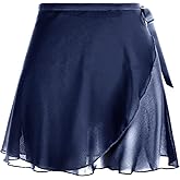 Lusofie Dance Skirts for Women with Elastic Ties Short Ballet Skirt Sheer Chiffon Adjustable Women's Ballet Wrap Skirt Adult