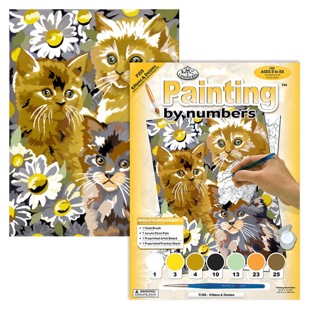 Royal & Langnickel Painting by Numbers A4 Size Kitten and Daisies Designed Painting Set