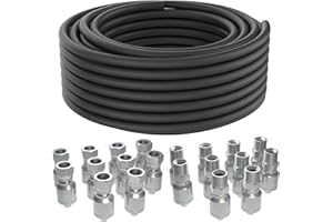 KOUTIANWU 100 Ft 1/2 inch Hydraulic Hose with 20PCS 1/2" Hose JIC 37° Female & NPTF Male Hydraulic Hose Fittings, Hydraulic Oil Flexible Hose -20℃ to 140℃ W.P.40MPa/5800Psi