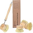 Bamboo Dish Brush with Handle - Soft Bristle, Eco-Friendly Vegetable Brush, Compostable & Sustainable, Bamboo Dish Scrubber f