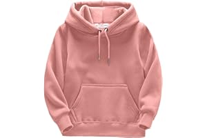 ZHIZAIHU Kids Boys Girls Solid Hoodies Brushed Long Sleeve Hooded Sweatshirt Thick Warm Pullover Drawstring Blouse
