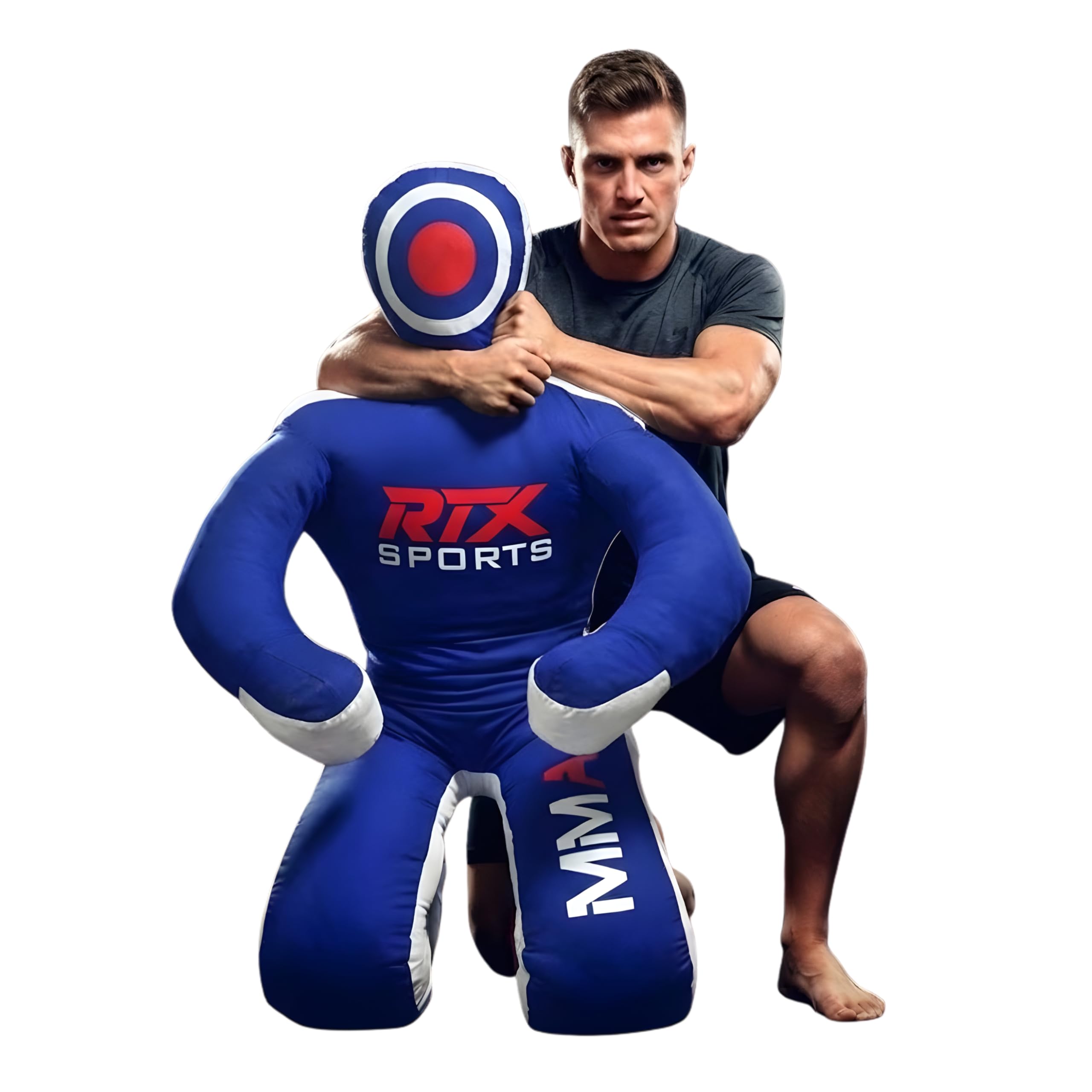 RTX MMA Dummy Judo Grappling Dummy Punching Bag Brazilian BJJ JIU Jitsu Sitting Position Dummy Wrestling Martial Arts Boxing Karate Training Dummy - Canvas - UNFILLED (70 Inches - Inches, Black)