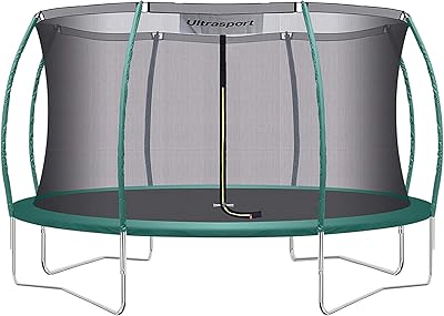 Ultrasport Deluxe Trampolin Outdoor Kinder Ø 244/305 / 366/460 cm bis 150 KG I Komplettset mit Sicherheitsnetz, Leiter, Randabdeckung & Montagesatz I Bodentrampolin Gartentrampolin