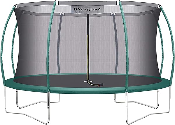 Ultrasport Deluxe Trampolin Outdoor Kinder Ø 244/305 / 366/460 cm bis 150 KG I Komplettset mit Sicherheitsnetz, Leiter, Randabdeckung & Montagesatz I Bodentrampolin Gartentrampolin