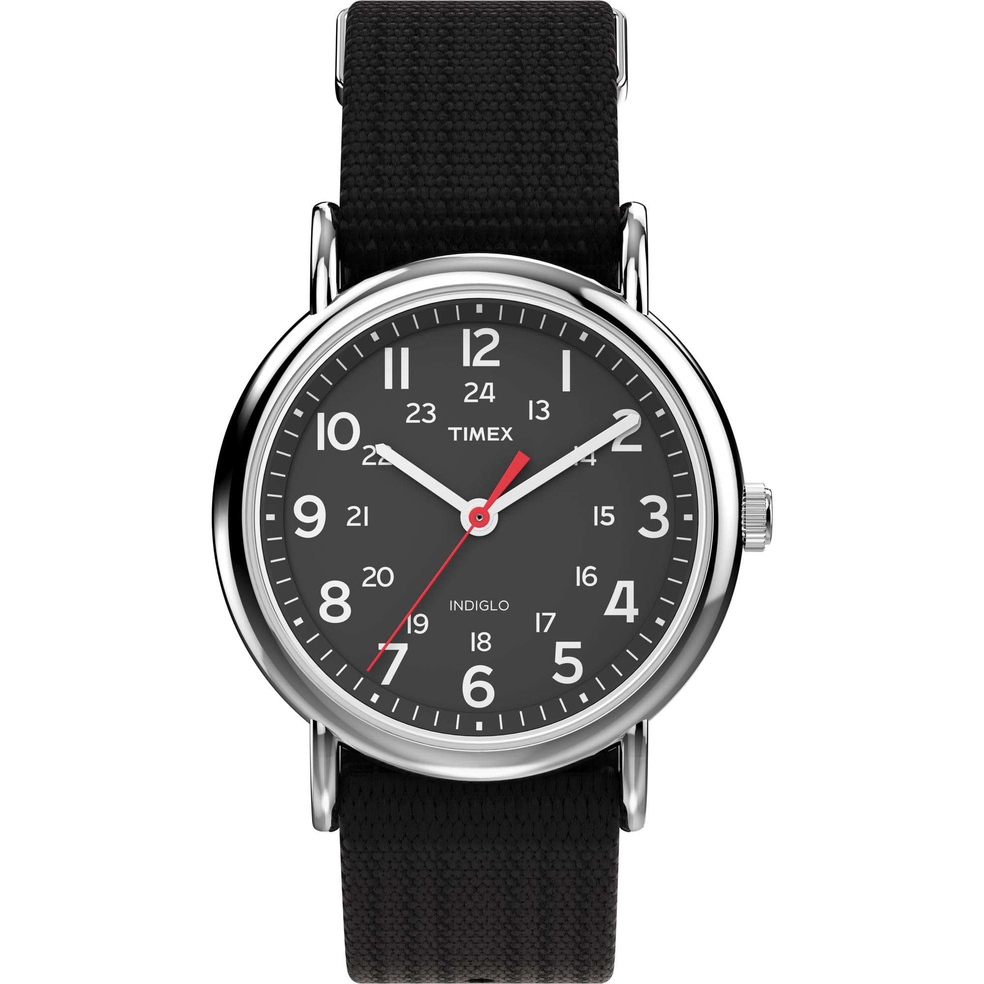 Timex Unisex T2N647 Weekender 38 mm Reloj con correa deslizante de nailon negro