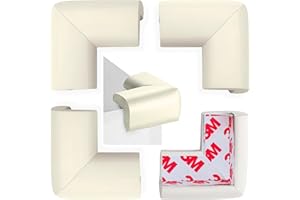 WEPOL Soft Foam Corner Protectors for Baby, Bed Frame Corner Guards, Sharp Edge Desk Furniture Safety Cover Bumpers for Kids, 3M Adhesive Pre-Taped Rubber Padding Cushion (White, 4 Pack)