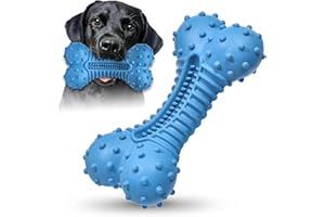 Ouilter Dog Toys for Aggressive Chewers, Dog Chew Toys for Medium Large Dogs, Durable Natural Rubber Dog Toys with Bacon Flavor, Indestructible Dog Toy,Blue