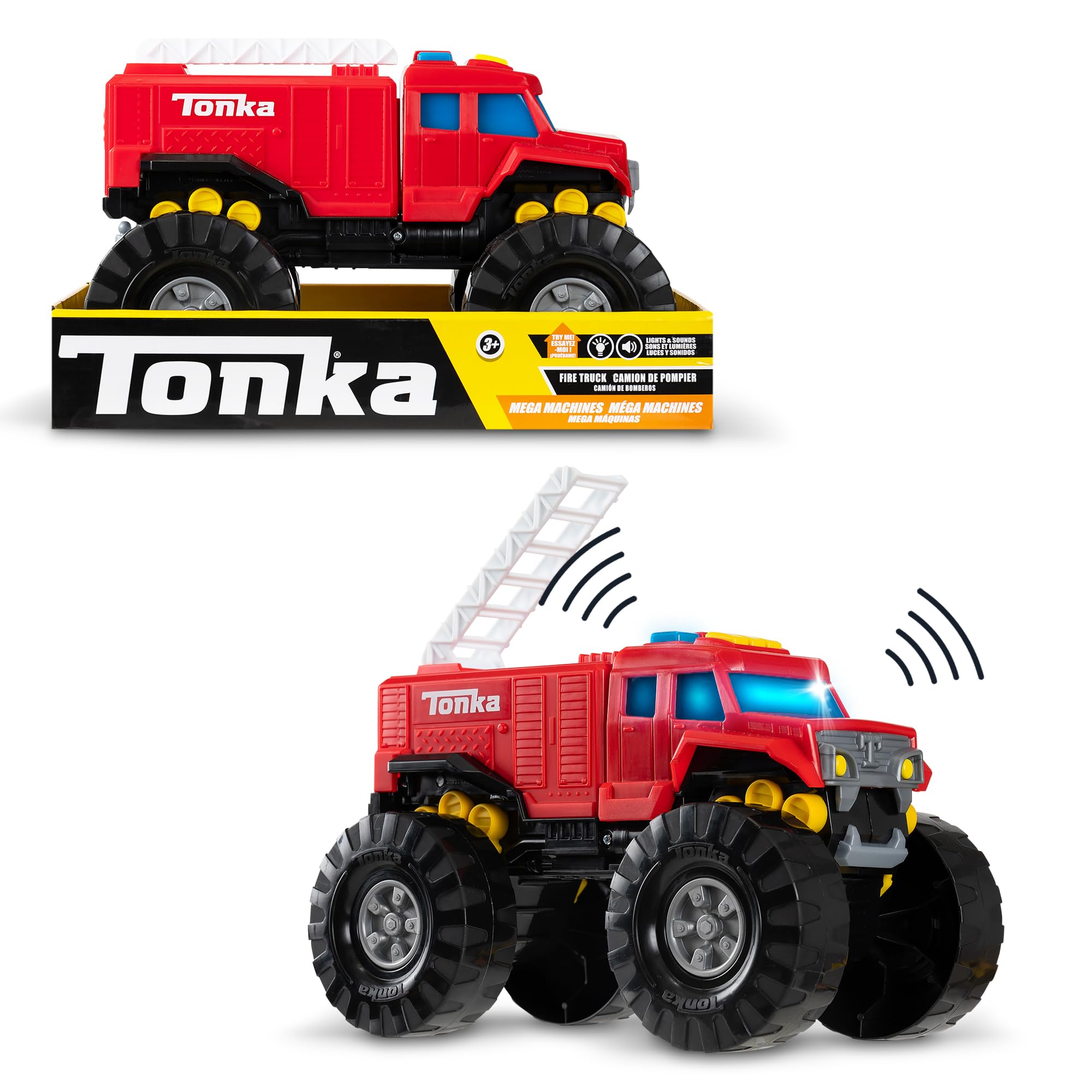Tonka Mega Machines, Fire Truck, Kids Construction Gift Toys for Boys and Girls, Construction Vehicle Playset for Kids, Suitable for Kids Aged 3+, Basic Fun 06247