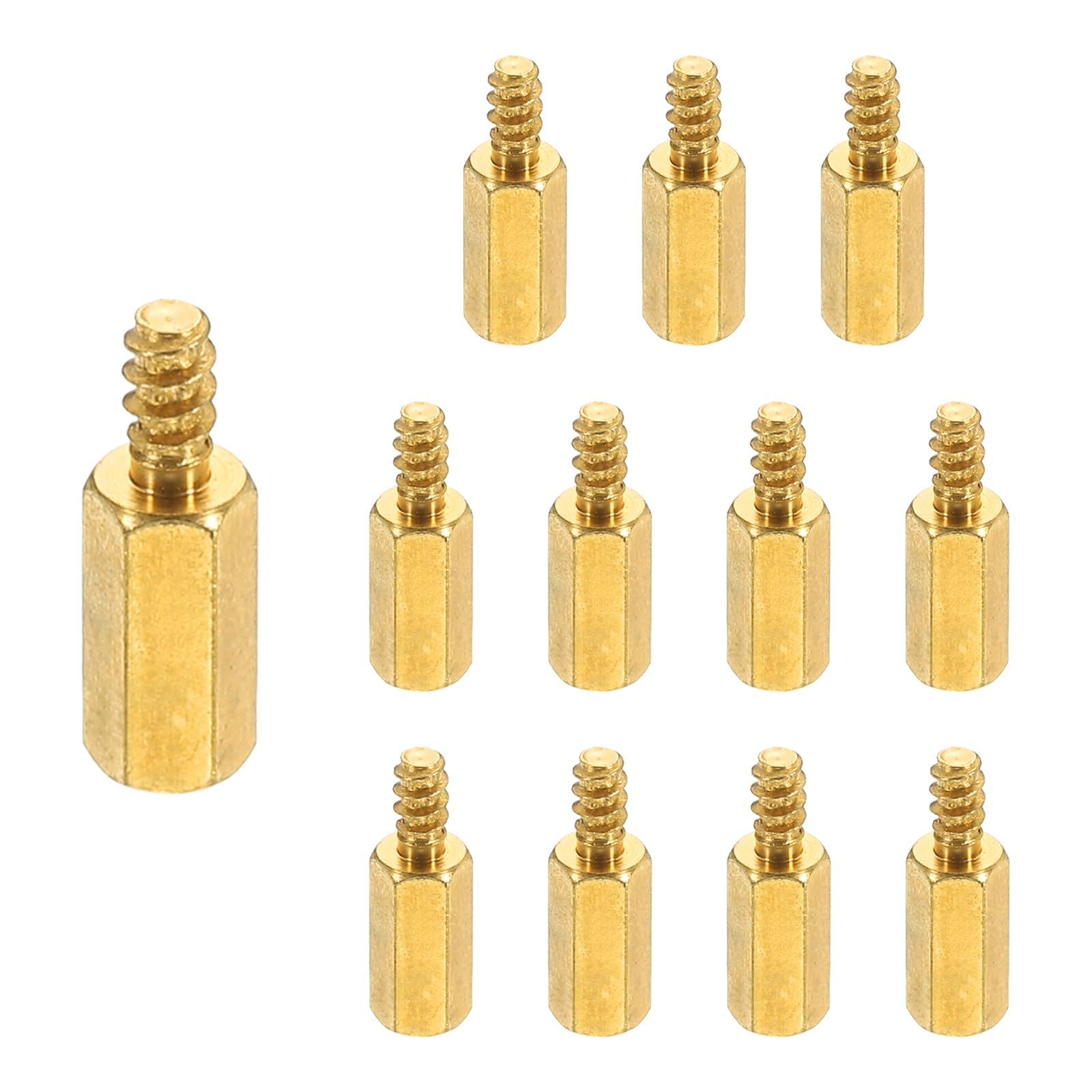 PATIKIL 12pcs M3 Male to Female Self-Tapping Hex Standoffs Spacers Pillars, M3 10+6mm Brass Motherboard Standoffs Copper — image 1