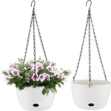 Amazon T4u cm 植木鉢 ハンギングバスケット 吊り鉢 ハンギングプランター 観葉植物 自動給水 花鉢 屋外 白 2点入り 鉢 Amazon T4u cm 植木鉢 ハンギングバスケット 吊り鉢 ハンギングプランター 観葉植物 自動給水 花鉢 屋外 白 2点入り 鉢