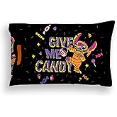 Jay Franco Halloween Trick or Treat Candy Bag – Reversible Pillowcase with Handles, Standard 20 x 30 Inch Pillow Cover, Black - Lilo & Stitch